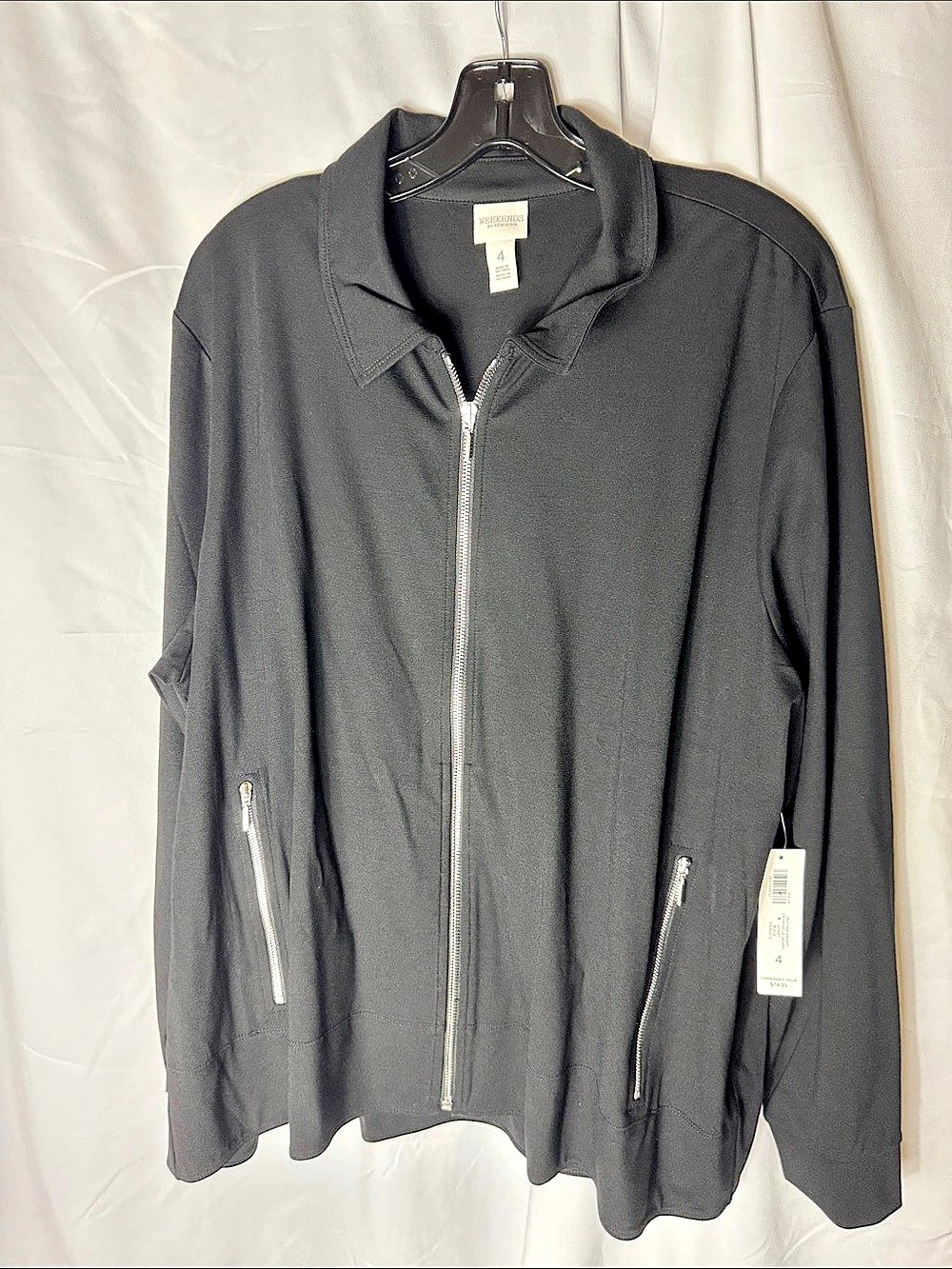 Chico's Featherweight Jacket Lightweight Zip Jacket Black Size 4 NWT